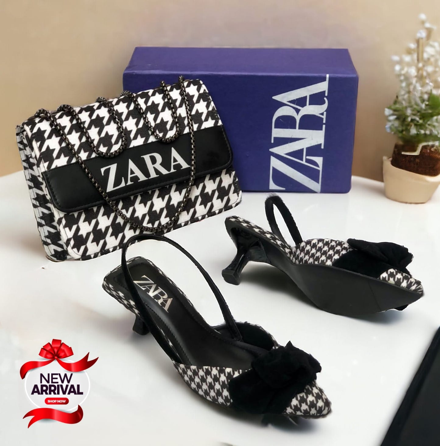 Zebra Print Striped Crossbody Bag With Free Zara Heel