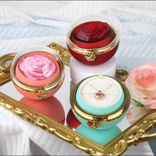 Valentine's Day creative new round rotating rose gift box Only soap flower eternal flower jewelry box ring box