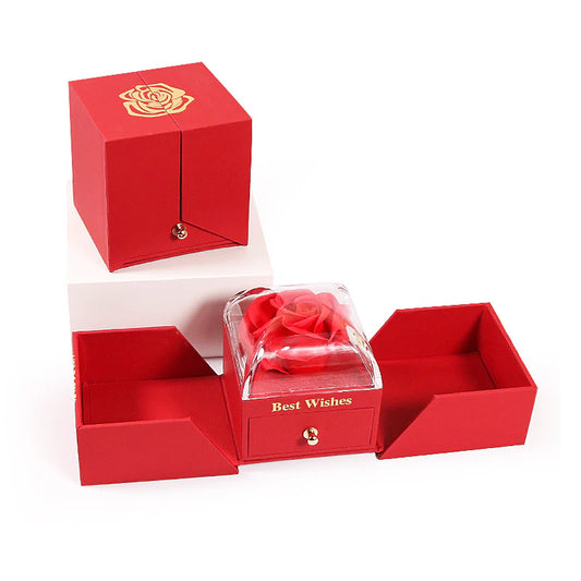 Sponge Double-Open Jewelry Box Only Eternal Rose Everlasting Roses Double Door Gift Box Acrylic Valentine's Day Gift Box for Jewelry Packaging Jewelry Storage Jewelry Collection