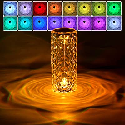 Crystal Diamond Table Lamp, 16 Color Changing Touch Lamp USB Romantic Rose Diamond Table Lamps